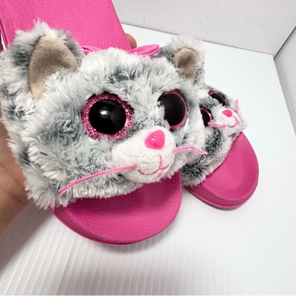 TY Fashion Girls size 13-1 KiKi Cat Slides‎ Slip On Pink Sandals